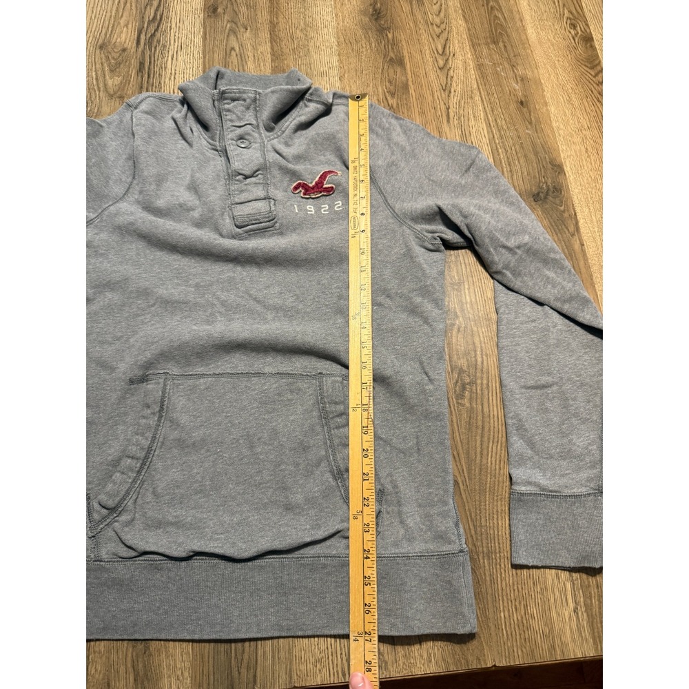 Hollister Shirts Mens Size XL Gray Sweatshirt Quarter Button Mock Neck Logo - Picture 8 of 9
